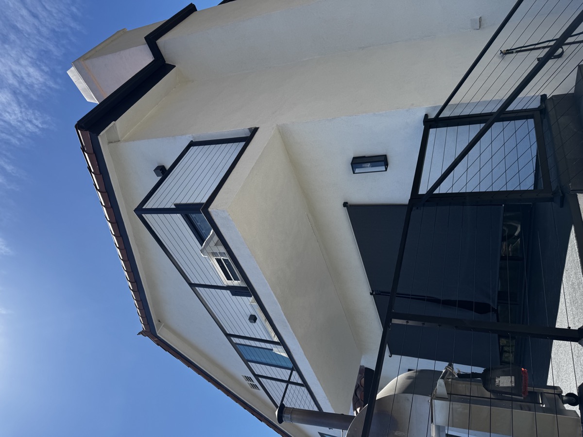 Cable railing on building exterior