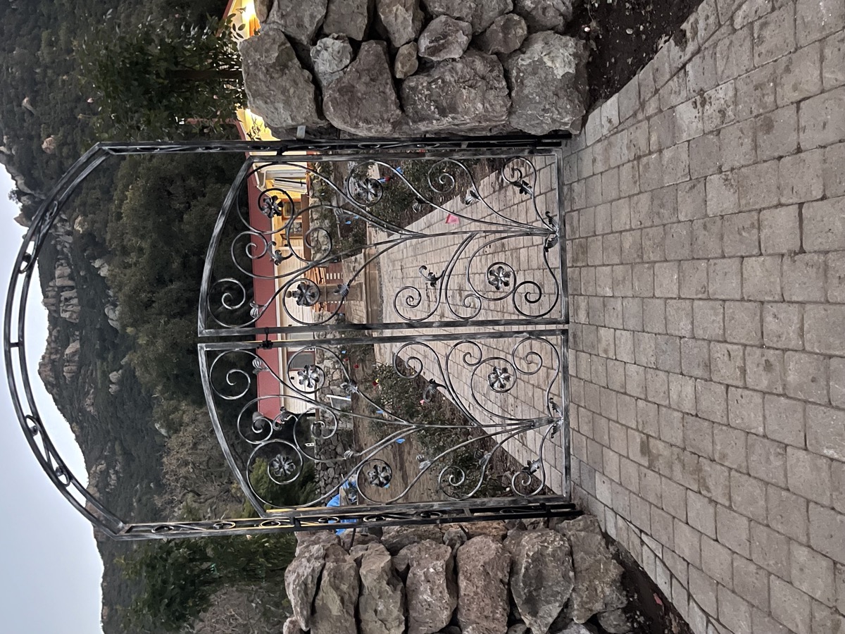 Ornamental iron arched gate