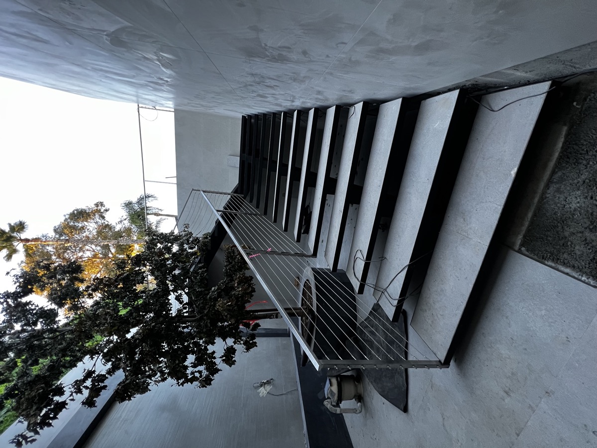 Modern staircase with vertical panels